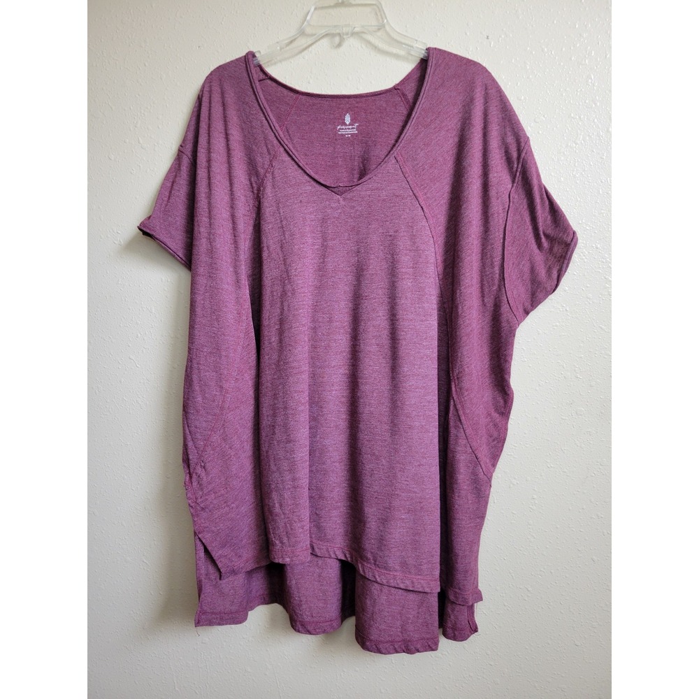 Free People Movement We The Free Oversized V-Neck Tee Berry Purple Medium Shirt